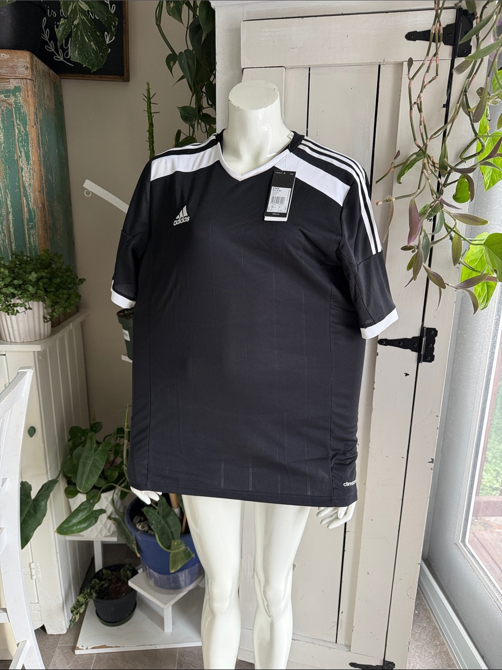 Adidas performance climacool men’s black, white jersey Lg NWT